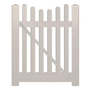 Hampshire 5 ft. W x 4 ft. H Tan Vinyl Picket Fence Gate Kit Includes Gate Hardware