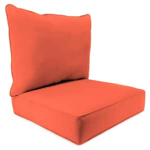 Sunbrella 24" x 24" Melon Orange Solid Rectangular Boxed Edge Outdoor Deep Seating Chair Seat and Back Cushion Set