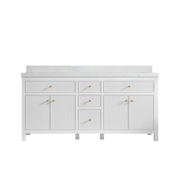 Willow Collections Sonoma 72 in. W x 22 in. D x 36 in. H Double Sink Bath Vanity in White with 2" Empira Quartz Top