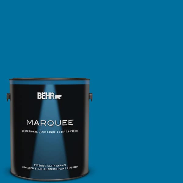 BEHR MARQUEE 1 gal. #550B-7 Blue Ocean Satin Enamel Exterior Paint & Primer