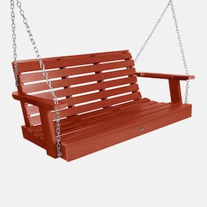 Weatherly 48 in. 2-Person Rustic Red Recycled Plastic Porch Swing