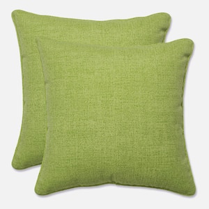 Solid Green Square Outdoor Square Throw Pillow 2-Pack