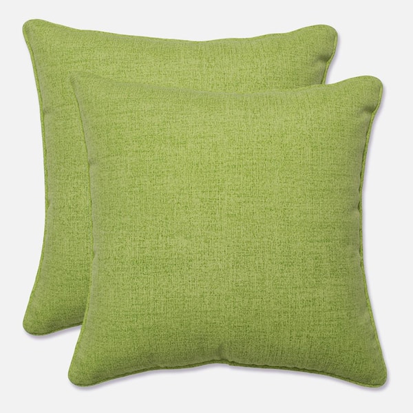 Pillow Perfect Solid Green Square Outdoor Square Throw Pillow 2-Pack
