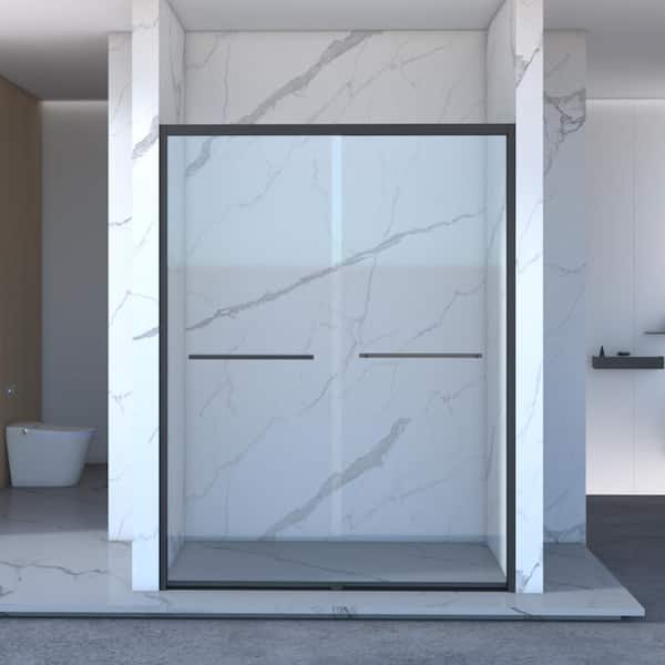 ES-DIY 56-60 in. W x 70 in. H Sliding Framed Shower Door in Matte Black with 5/16 in. (8 mm) Clear Glass