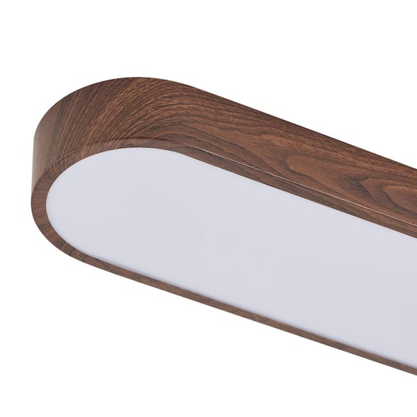 aiwen 37.4 in. Faux Walnut Minimalist Integrated LED Flush Mount