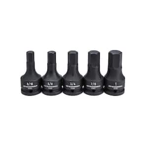 3/4 in. Drive SAE Hex Impact Bit Socket Set with Socket Rail (5-Piece)