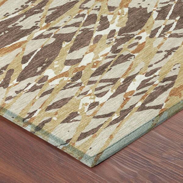 Chantille Machine Washable Indoor/Outdoor Abstract ACN2651 Chocolate 10 ft. x 14 ft. Area Rug