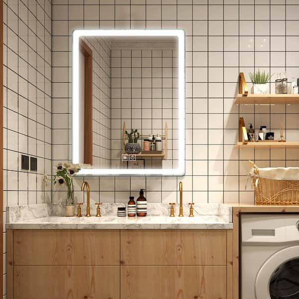 Dovelina 40 in. x 32 in. Modern Rectangular Frameless LED Light Bathroom Vanity Mirror Wall-Mounted
