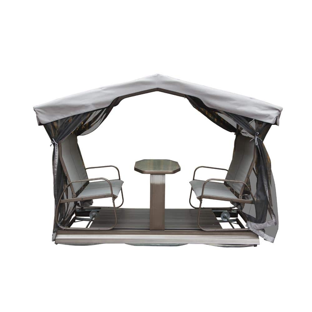 4-Person Metal Outdoor Glider with Canopy