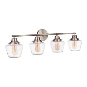 Essex 38 in. 4 Light Brushed Polished Nickel Finish Vanity Light with Clear Glass