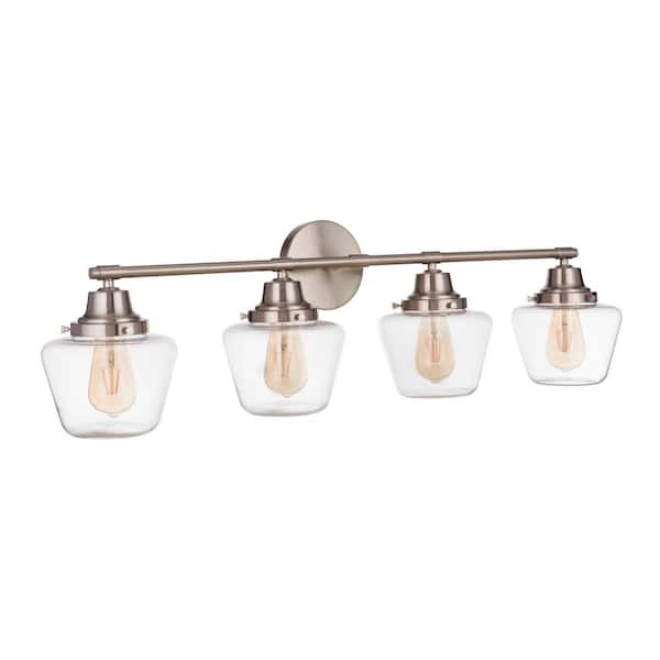 CRAFTMADE Essex 38 in. 4 Light Brushed Polished Nickel Finish Vanity Light with Clear Glass