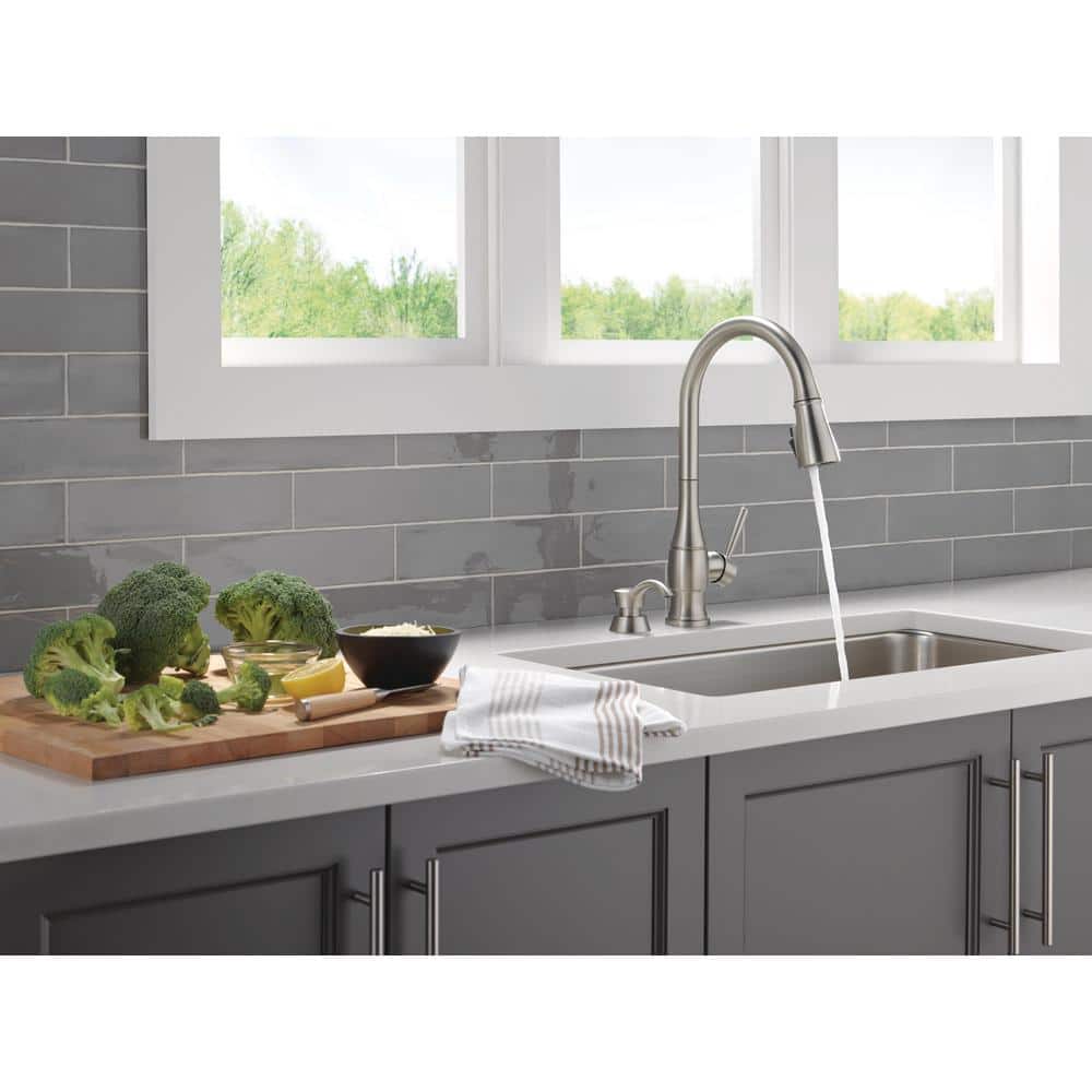 Hazelwood Stainless Steel Pull-Down Kitchen Faucet with Soap Dispenser