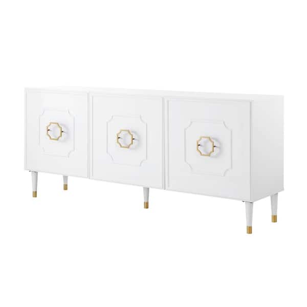 Inspired Home Keao White 3-Doors Sideboard With Adjustable Shelves