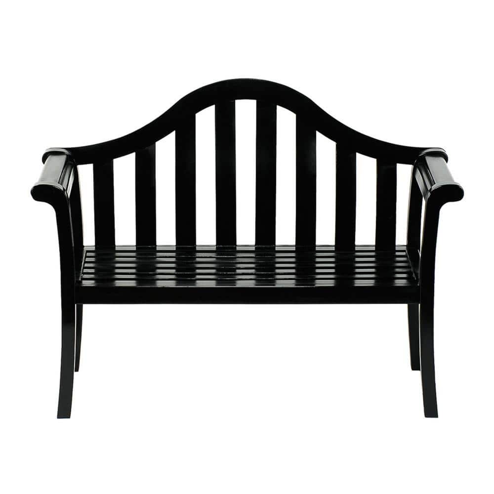 ACHLA DESIGNS 4.4 ft. Black Wooden Indoor/Outdoor Camelback Bench, Home Patio Garden Deck Seating -  OFB-12B-P