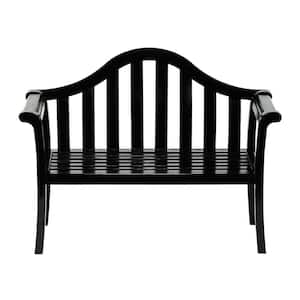 4.4 ft. Black Wooden Indoor/Outdoor Camelback Bench, Home Patio Garden Deck Seating