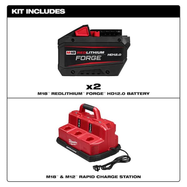 M18 18V Lithium-Ion REDLITHIUM FORGE HD 12.0 Ah Battery Pack (2-Pack) w/ Charger