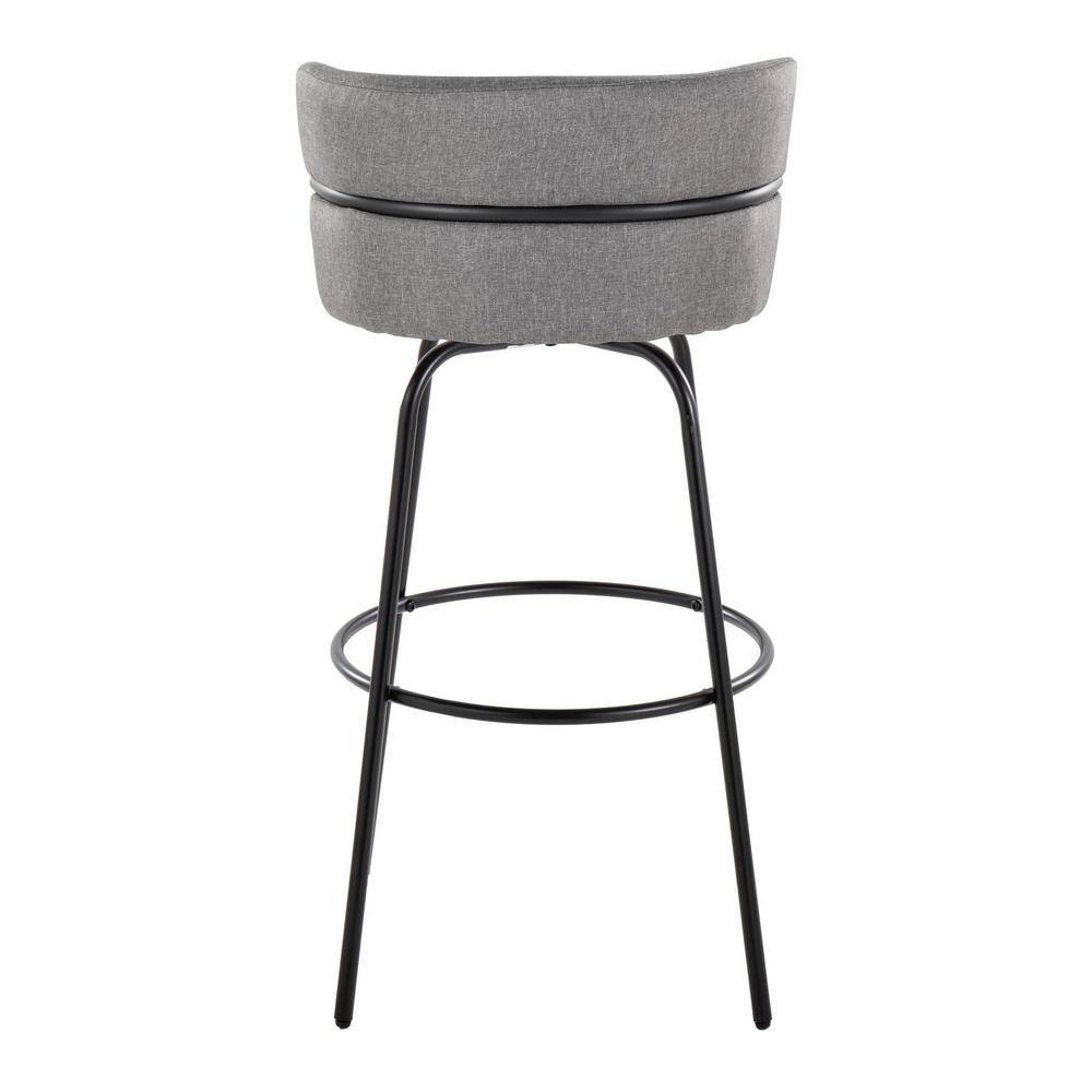 Cinch 30" Gray Fabric and Black Metal Swivel Barstool Set