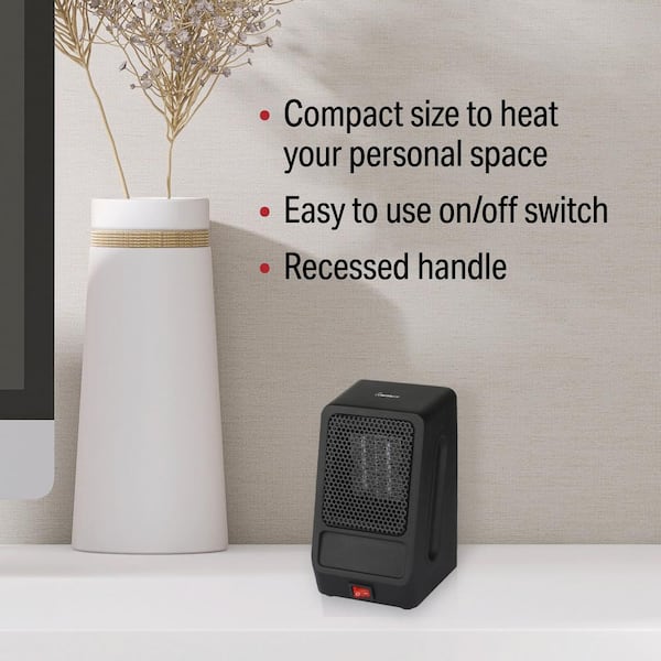 Visionair 7 in. 400-Watt Personal Ceramic Heater, Black