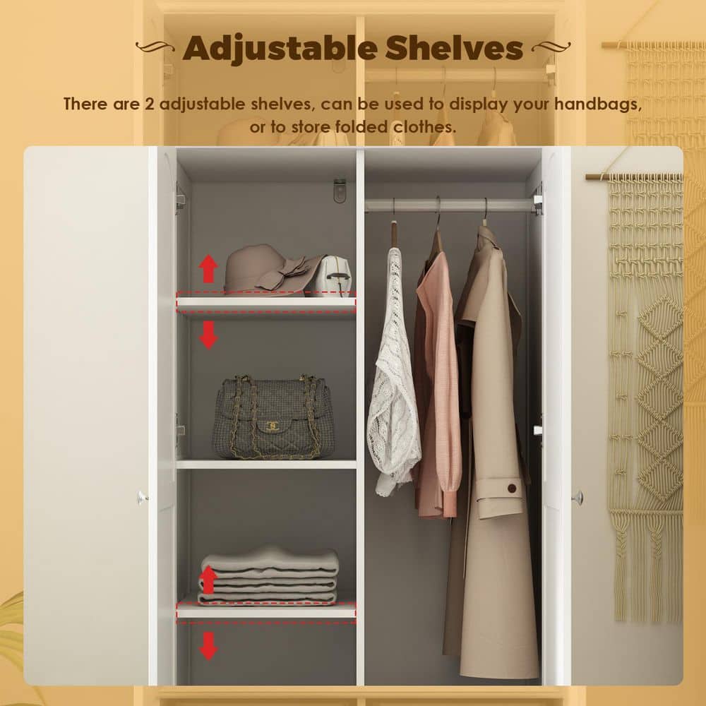 Black Paint Wood 31.5 in. W 2-Door Armoires with Hanging Rod, 3-Drawers, Adjustable Shelves 70.9 in. H x 19.7 in. D - thumbnail 6