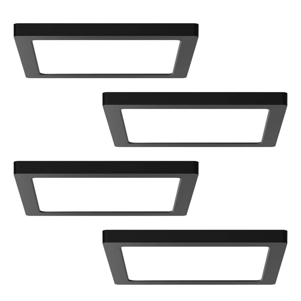 4-Pack 8.4 in. 18-Watt Black Square 3 CCT 3000K-5000K Selectable Integrated LED Flush Mount Light Ceiling Light price history on PriceWatchPro