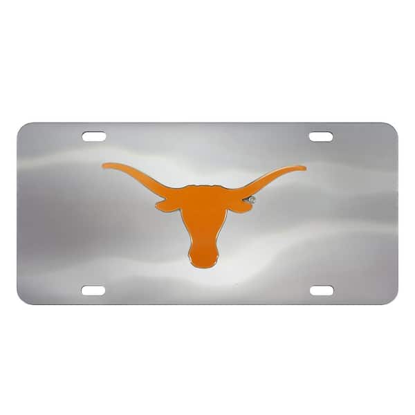 FANMATS 6 in. x 12 in. NCAA University of Texas Stainless Steel Die Cast License Plate
