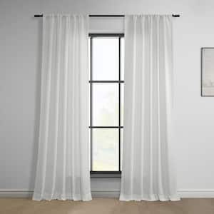 White Classic Faux Linen Rod Pocket Light Filtering Curtain - 50 in. W x 108 in. L (1 Panel)