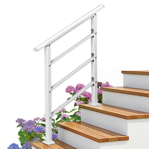 38.3 in. H x 37.8 in. W White Iron Stair Railing Kit