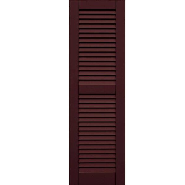 Winworks Wood Composite 15 in. x 50 in. Louvered Shutters Pair #657 Polished Mahogany