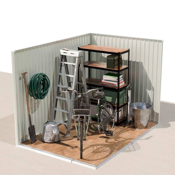6 ft. W x 9 ft. D Apex Water Roof Grey Metal Steel Shed with Iron
