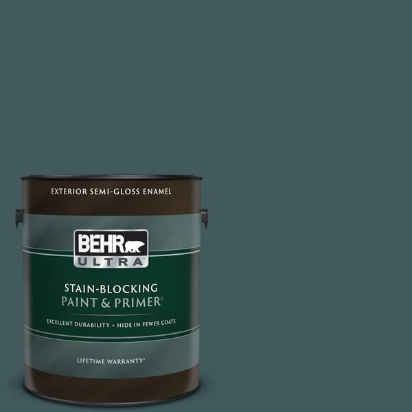 BEHR ULTRA 1 gal. #510F-7 Teal Forest Semi-Gloss Enamel Exterior Paint & Primer