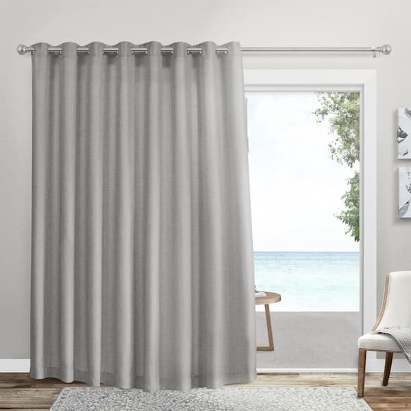 Loha Patio Dove Grey Solid Light Filtering Grommet Top Indoor Curtain Panel, 108 in. W x 96 in. L (single set)