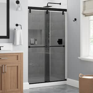 Delta Traditional 48 in. x 70 in. Semi-Frameless Sliding Shower Door in  Nickel with 1/4 in. Tempered Rain Glass 2421904 - The Home Depot