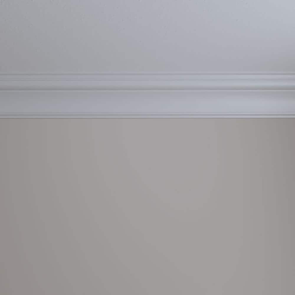 Primed White Polyurethane Traditional Crown Moulding Sample, 12" Length