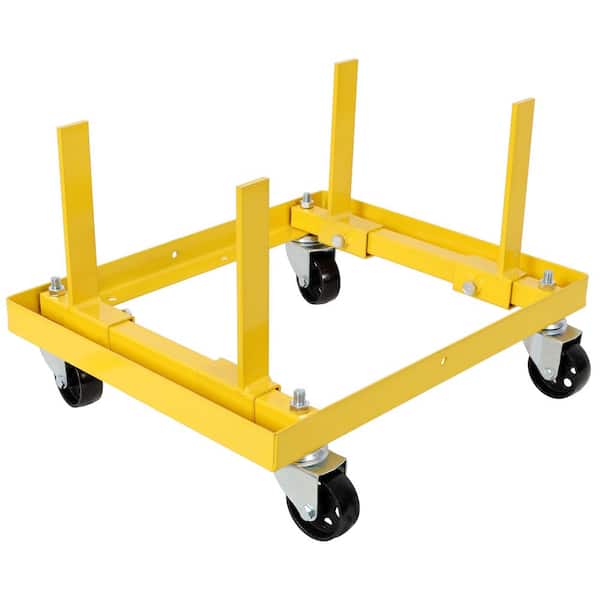 750 lbs Yellow Rolling Engine Stand, Adjustable Width And Length, with 2 pcs Buckle Straps