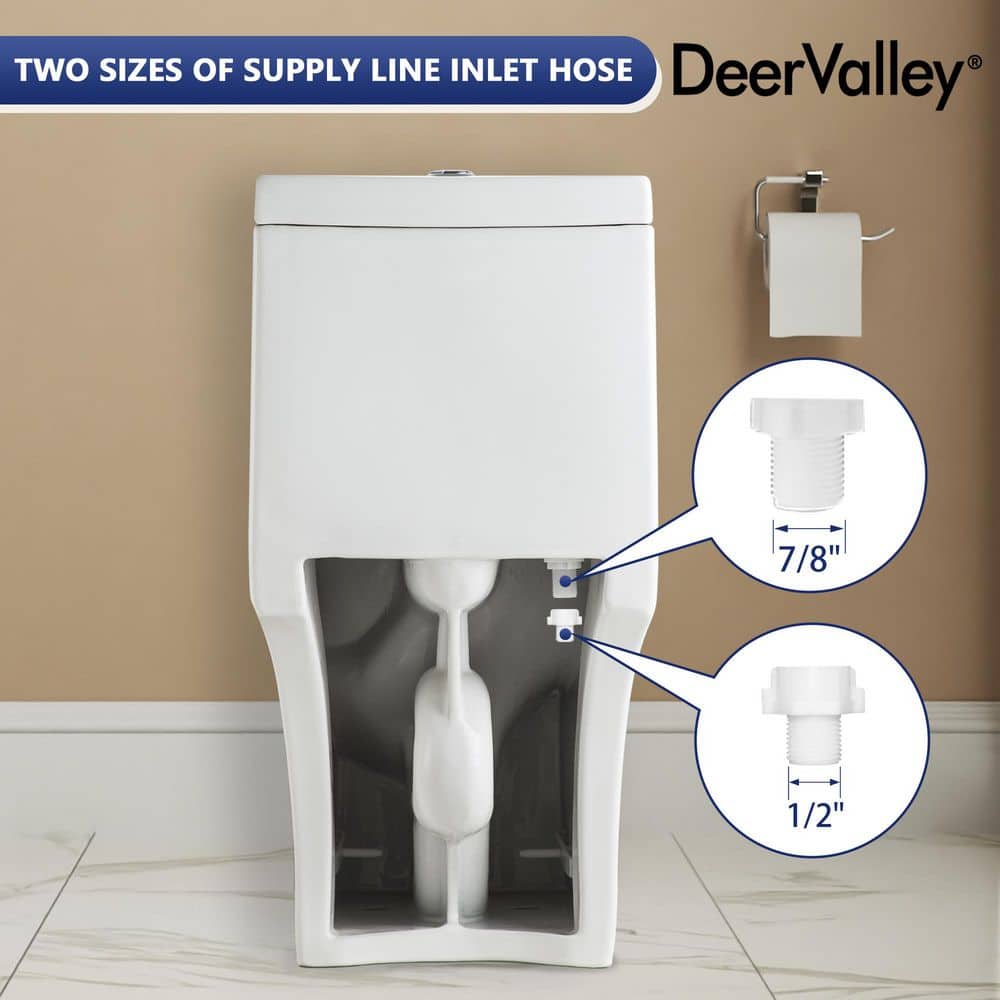 White Ceramic Elongated Dual Flush One-Piece Toilet