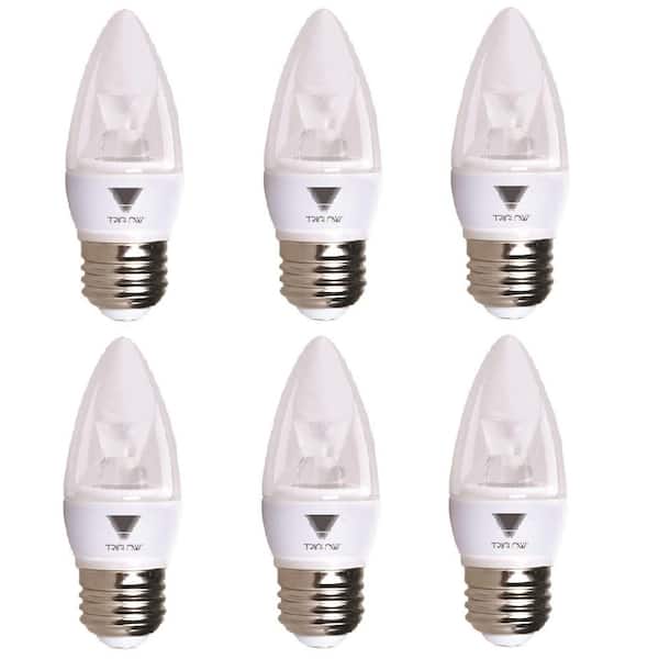 TriGlow 40-Watt Equivalent B11 Dimmable E26 Base Candelabra Torpedo LED Light Bulb Cool White 4100K (6-Pack)