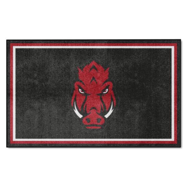 FANMATS Arkansas Razorbacks Black 4 ft. x 6 ft. Plush Area Rug 35866