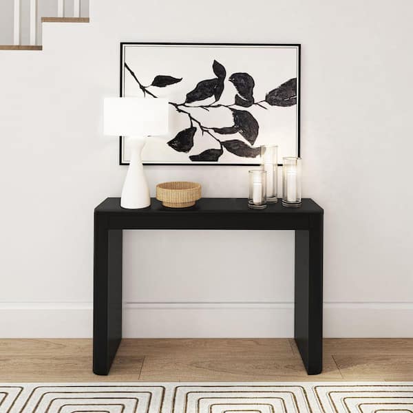 PLANK+BEAM Contour 46 in. Black Rectangle Wood Console Table