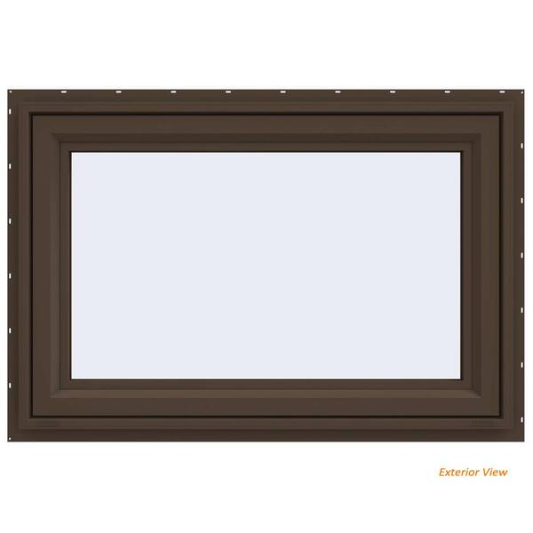 JELD-WEN 47.5 in. x 29.5 in. V-4500 Series Brown Painted Vinyl Awning Window with Fiberglass Mesh Screen