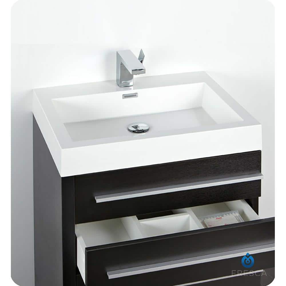 Black MDF Single Sink Bathroom Vanity with Acrylic Top