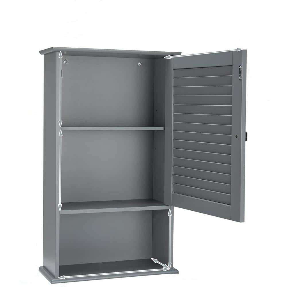 16.5 in. W x 6.5 in. D Grey Decorative Wall Shelf, Medicine Cabinet