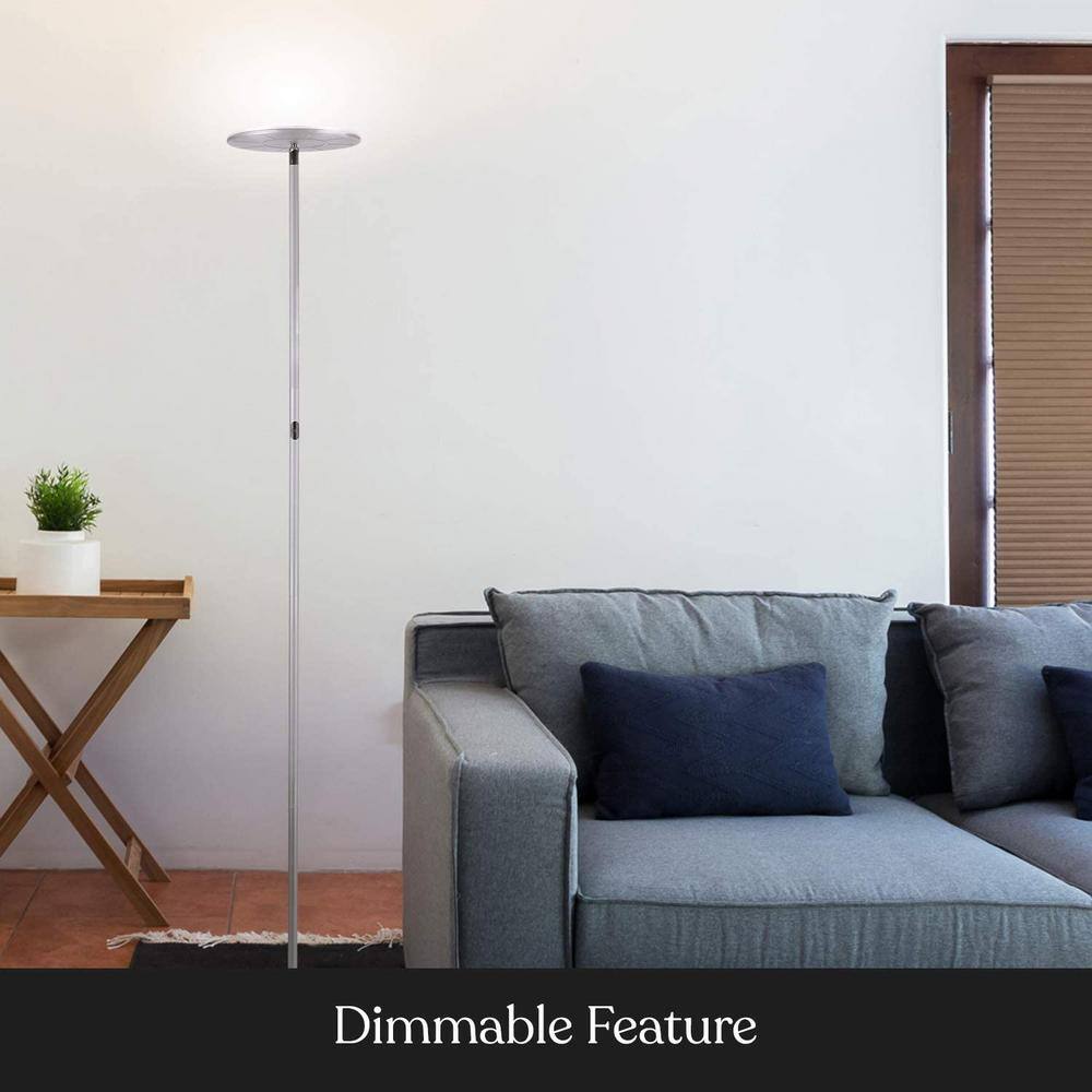 Nickel Matte 67" LED Torchiere Floor Lamp with 3-Way Touch Switch