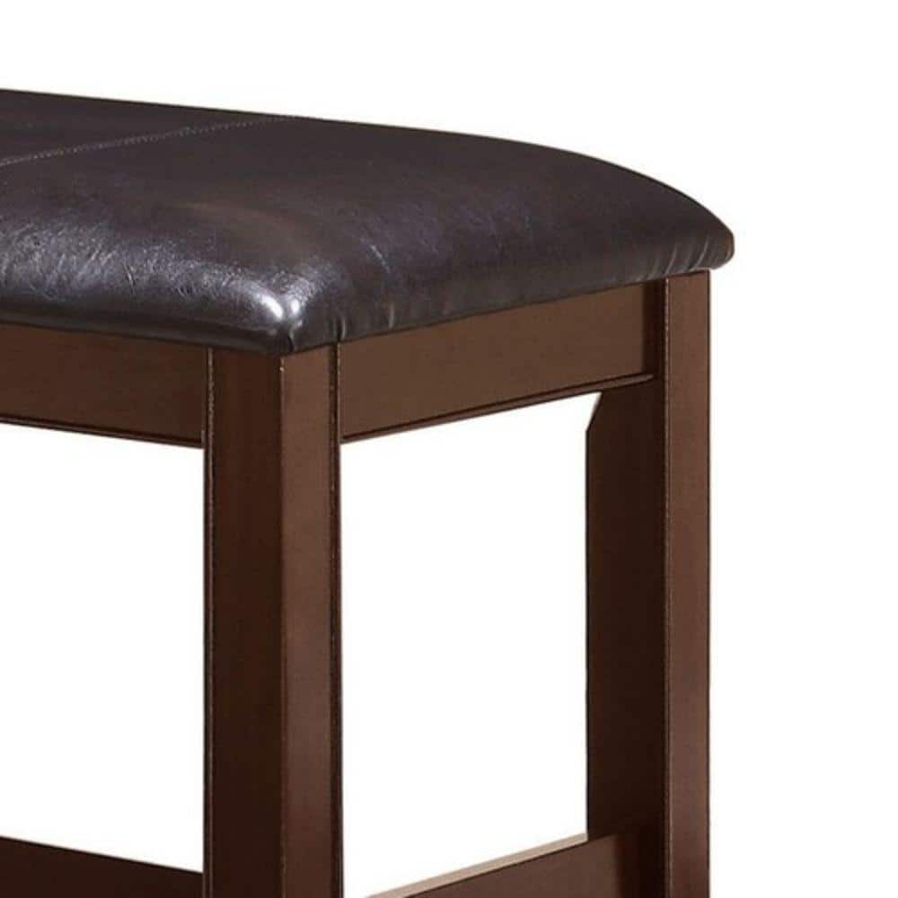 Elegant Dual-Tone Wooden Counter Height Bench with Leatherette Seat