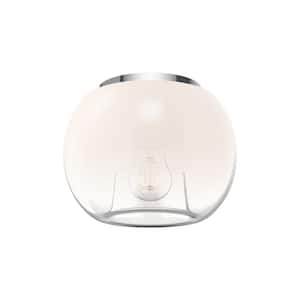 Samar 8 in. 1 Light 60-Watt Chrome/Opal Glass Flush Mount