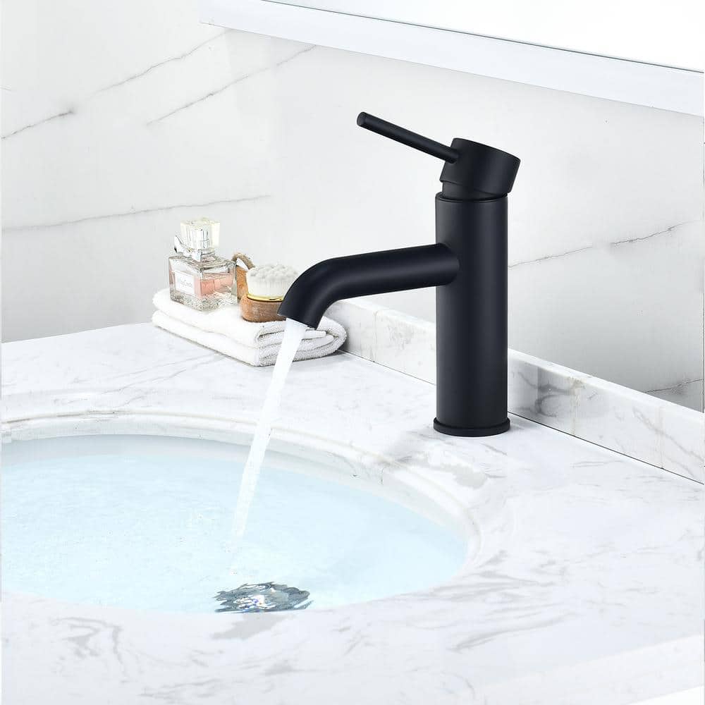 Matte Black Brass Single-Handle Bathroom Faucet