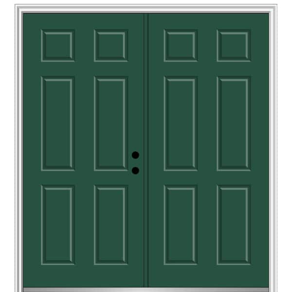 MMI DOOR 60 in. x 80 in. Classic Left-Hand Inswing 6-Panel Painted Fiberglass Smooth Prehung Front Door with Brickmould