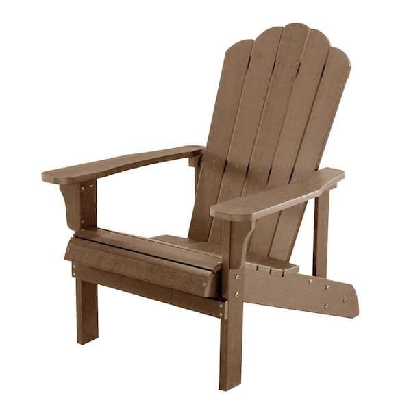 Sudzendf Brown Composite Classic Adirondack Chair Outdoor All-Weather Traditional Curveback with Ergonomic Design