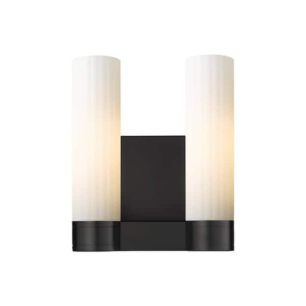 Innovations Empire 10.5 in. 2-Light Matte Black Wall Sconce with Glass Shade