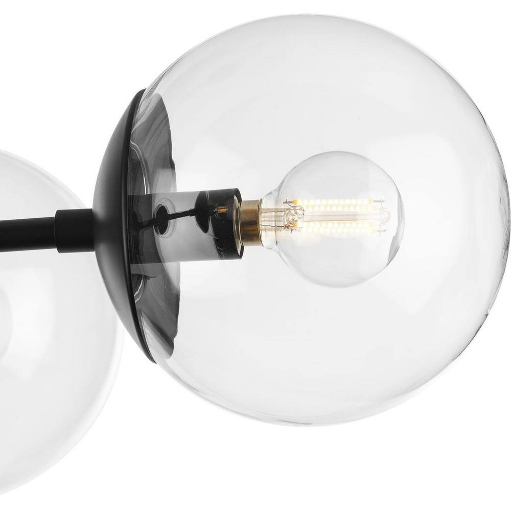 28" Black Sputnik Chandelier with Clear Glass Shades