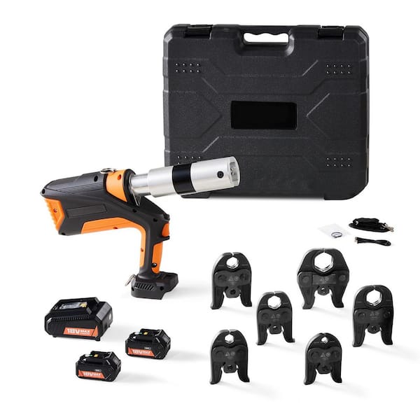 18V Cordless Pipe Crimper for 1/2 in.-2 in. Stainless Steel, Copper, PEX, with 360° Swivel, Brushless Motor and 6 Jaws